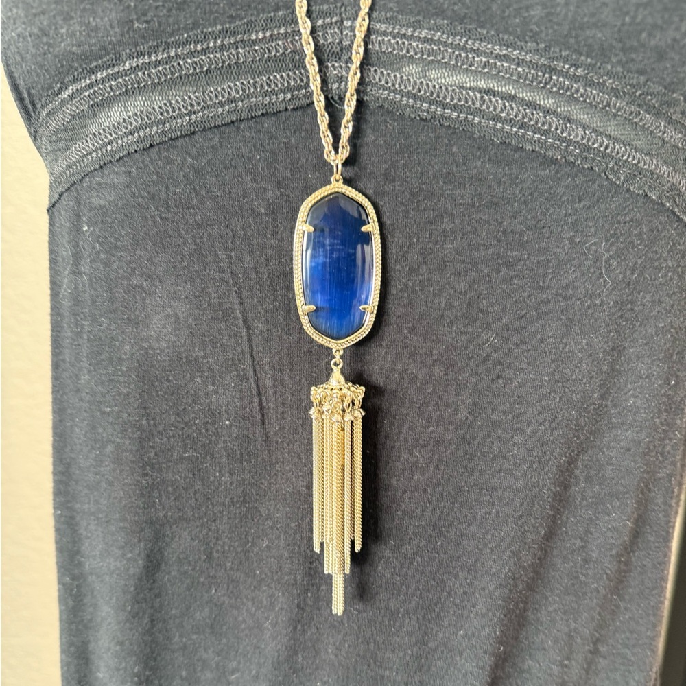 Kendra Scott Rayne tassel necklace in cobalt blue glass